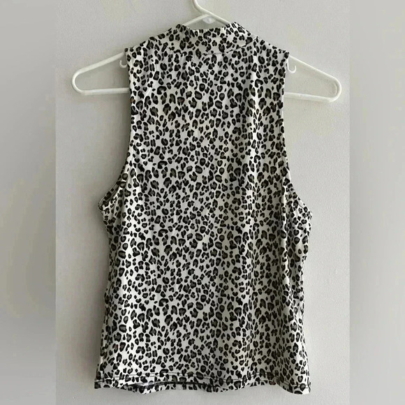 Gaze Cheetah Print Mock Neck Tank Top, Animal Print Shirt, Size Large - Picture 10 of 11